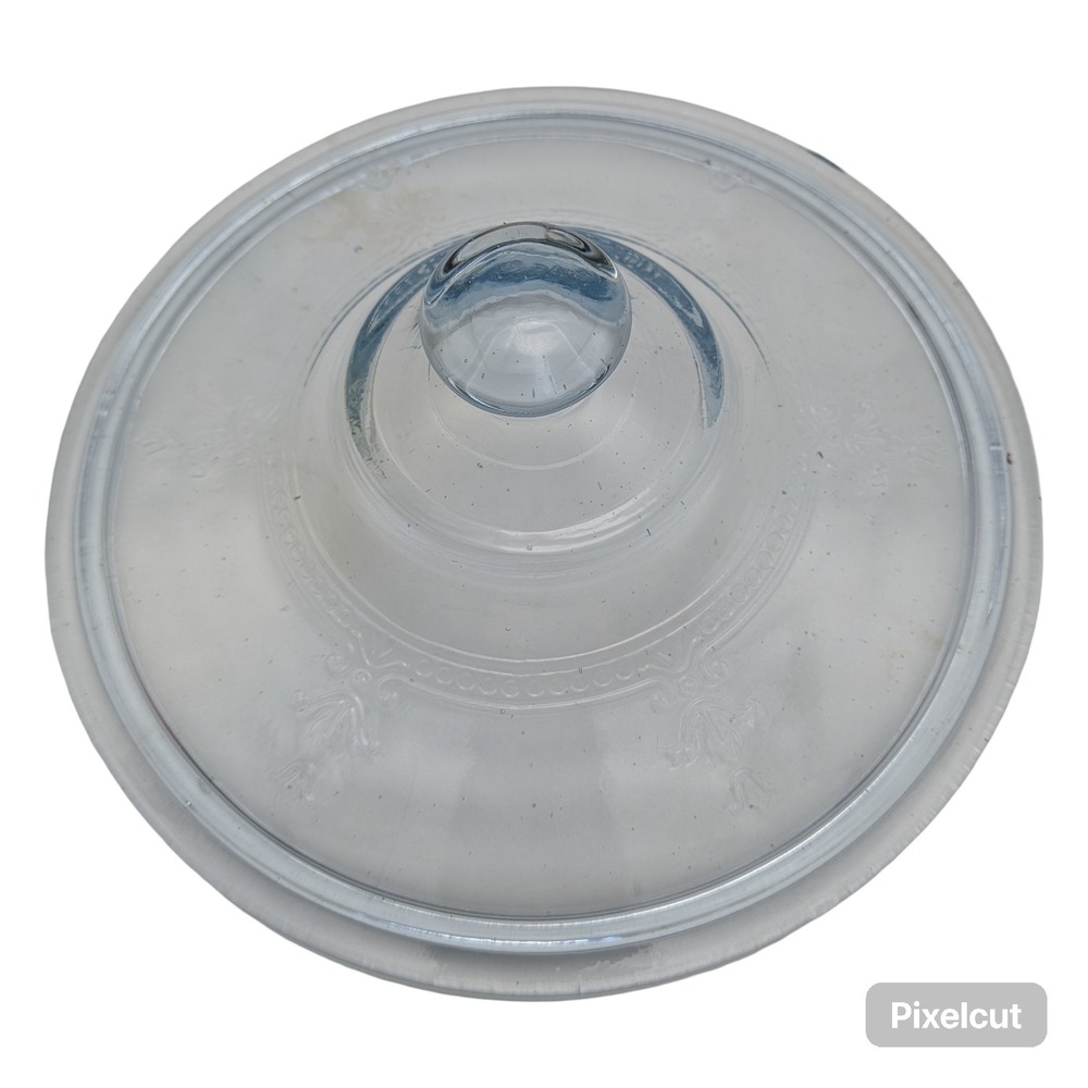 Vintage Fire King Sapphire Blue round 7.25" Lid  Pressed Glass Chipped